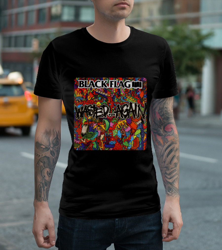 Black Flag Wasted Again Psychedelic Artwork T-Shirt