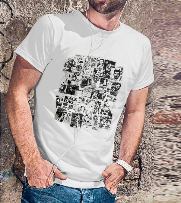 Black Flag Collage With Concert Posters T-Shirt