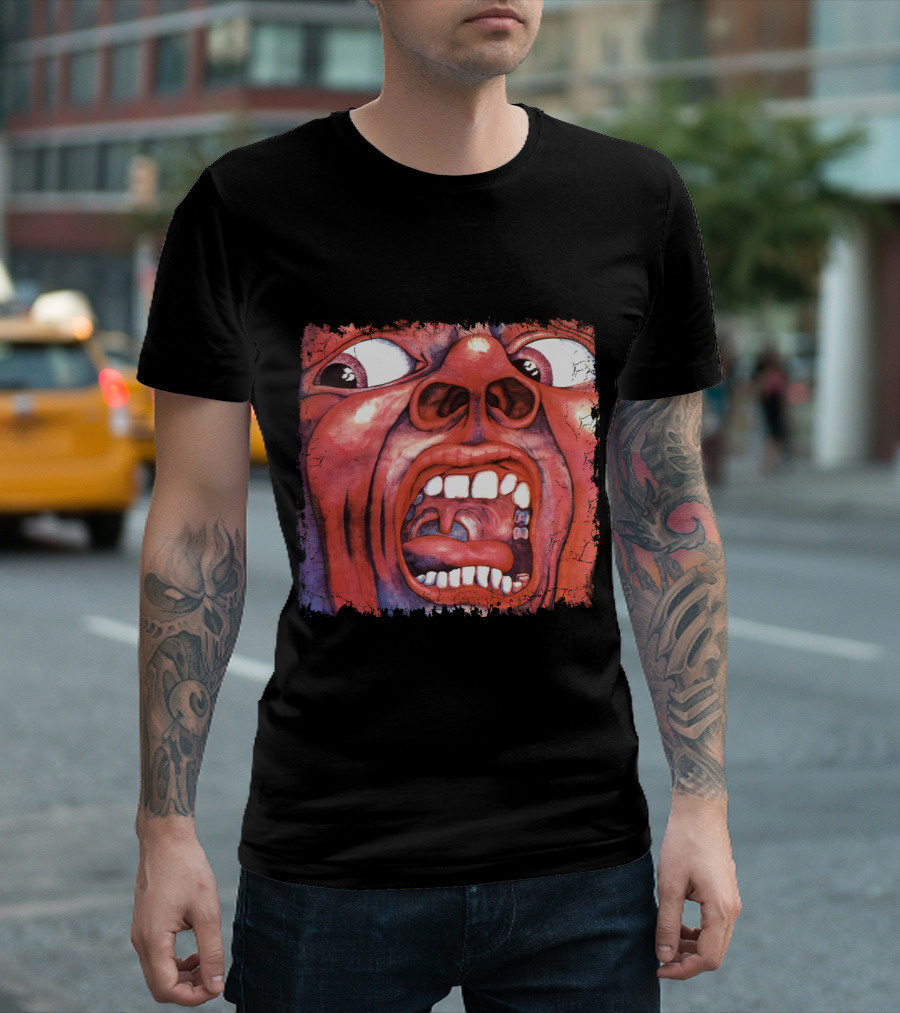 KC 03 In The Court of The Crimson King Album Art Distorted Red Face T-Shirt