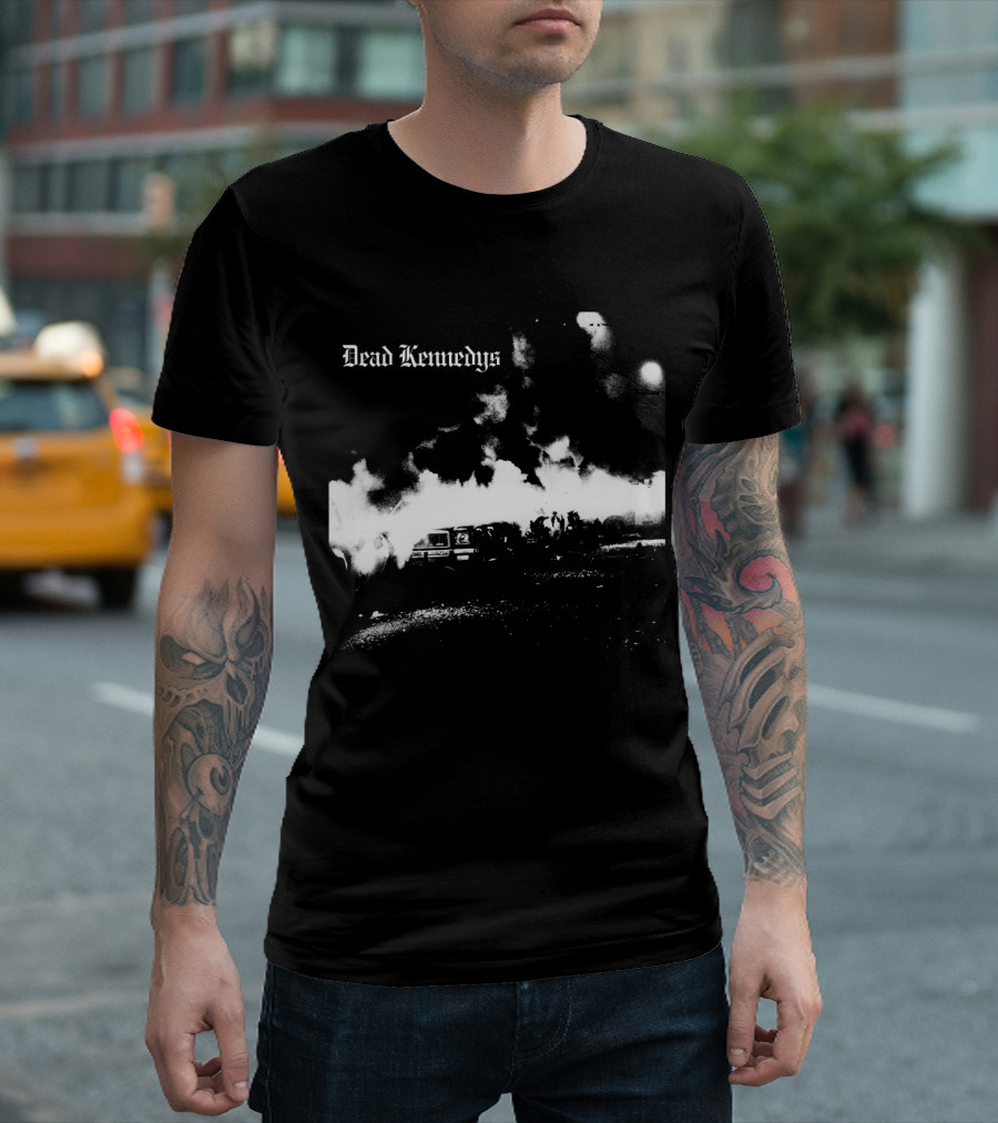 Dead Kennedys Riots And Flames Black And White Scene T-Shirt