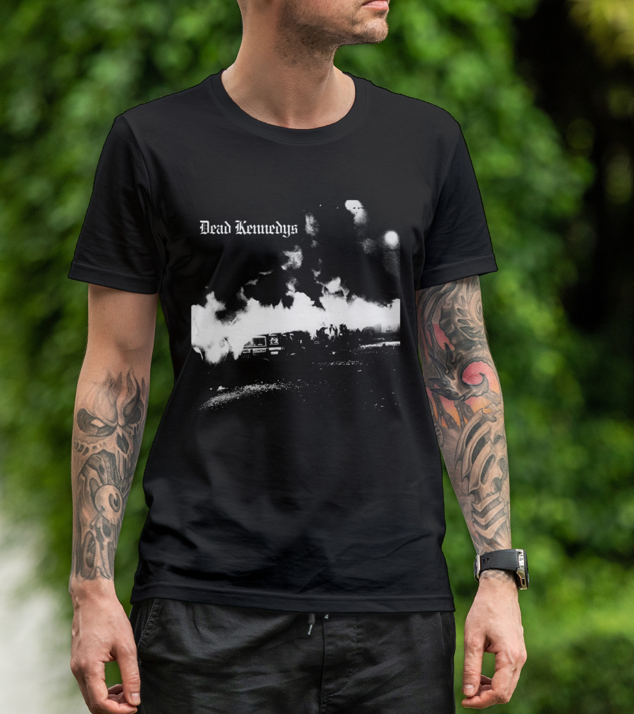 Dead Kennedys Riots And Flames Black And White Scene T-Shirt