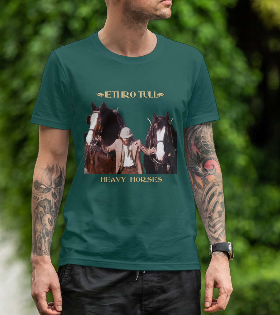 Jethro Tull Heavy Horses Album Cover With Horses And Figure T-Shirt