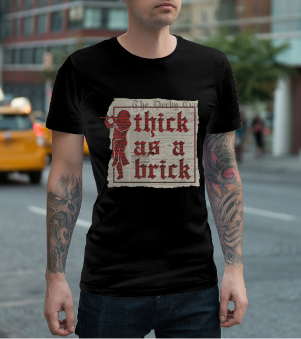 Thick As A Brick Newspaper Design With Silhouette T-Shirt