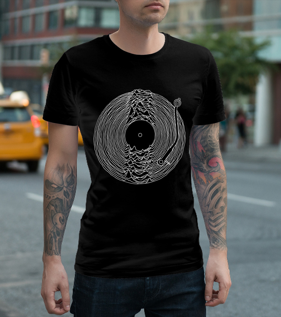 Unknown Pleasures Vinyl Record Style T-Shirt