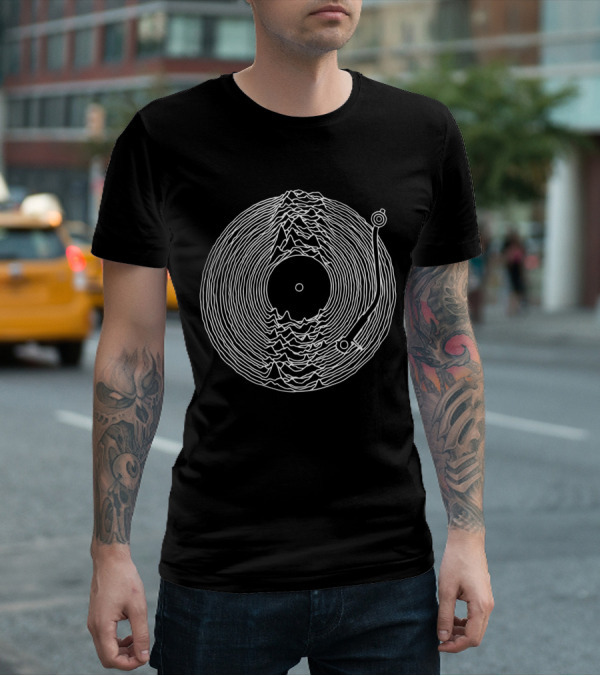Unknown Pleasures Vinyl Record Style T-Shirt