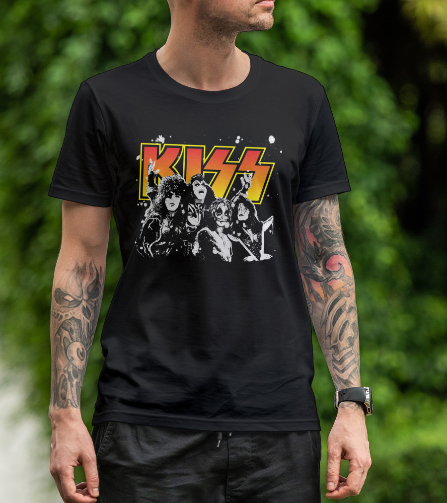 Kiss Band Black And White Group Photo T-Shirt