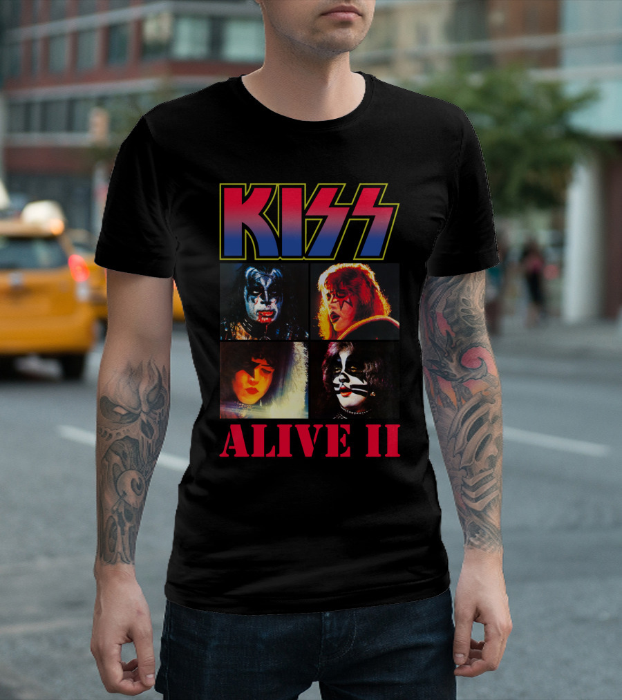 Kiss Alive Ii Classic Band Members Photo Collage T-Shirt
