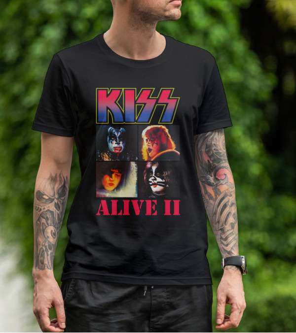 Kiss Alive Ii Classic Band Members Photo Collage T-Shirt