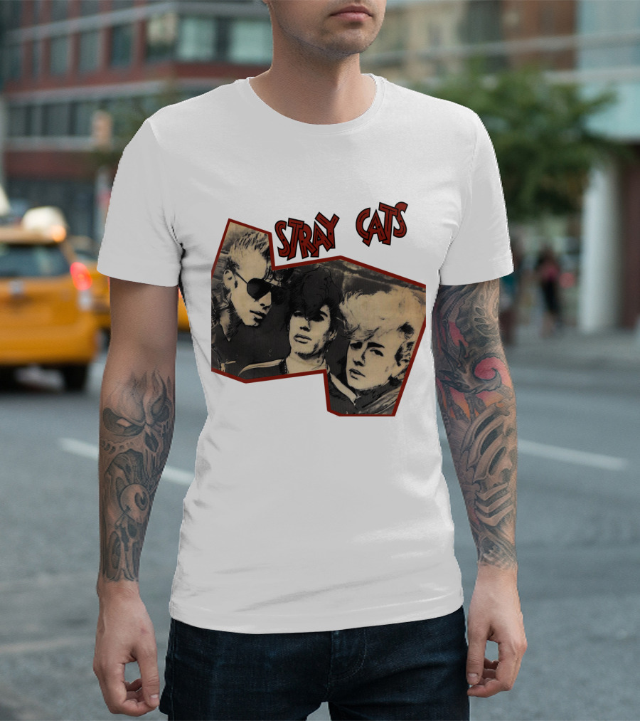 Stray Cats Rockabilly Band Vintage Photo Style T-Shirt