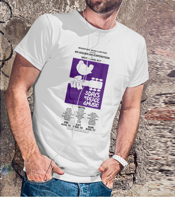 Woodstock Music & Art Fair An Aquarian Exposition White Lake Ny 3 Days Of Peace & Music Aug 15-17 T-Shirt
