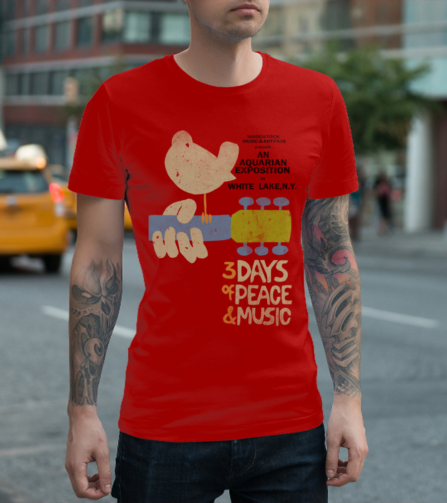 Woodstock Music & Art Fair Presents An Aquarian Exposition In White Lake N.y. 3 Days Of Peace & Music T-Shirt