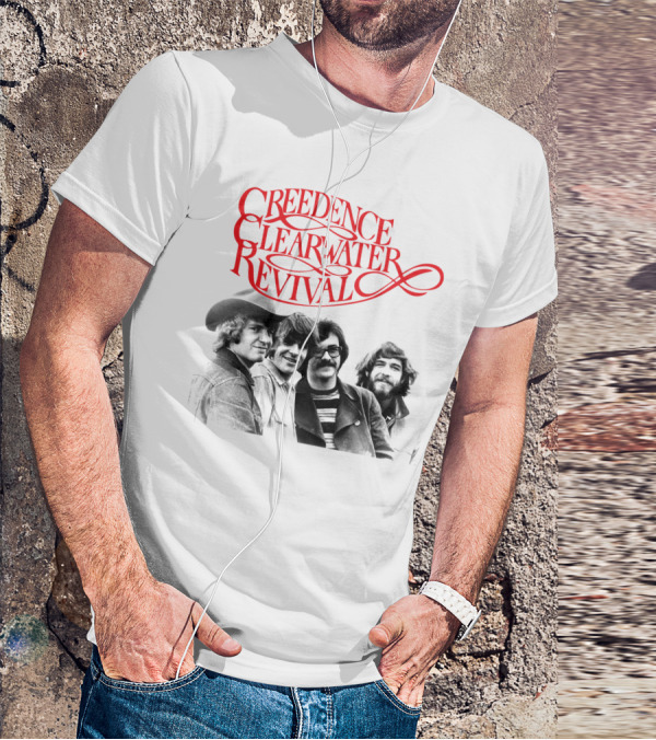 Creedence Clearwater Revival Band Photo Red T-Shirt