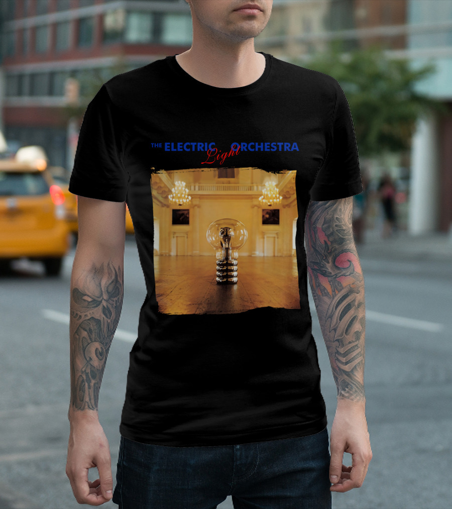 Electric Light Orchestra Lightbulb Room Chandelier Scene T-Shirt
