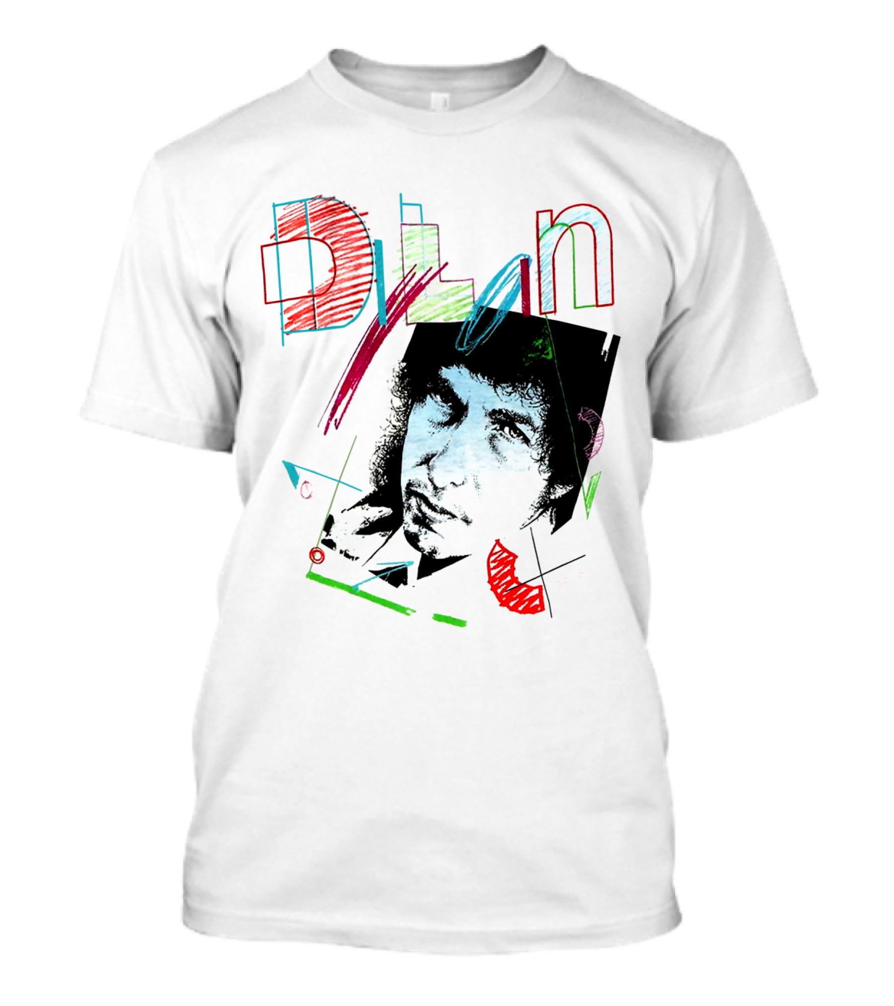 Dylan Graphic Portrait With Colorful Abstract Elements T-Shirt