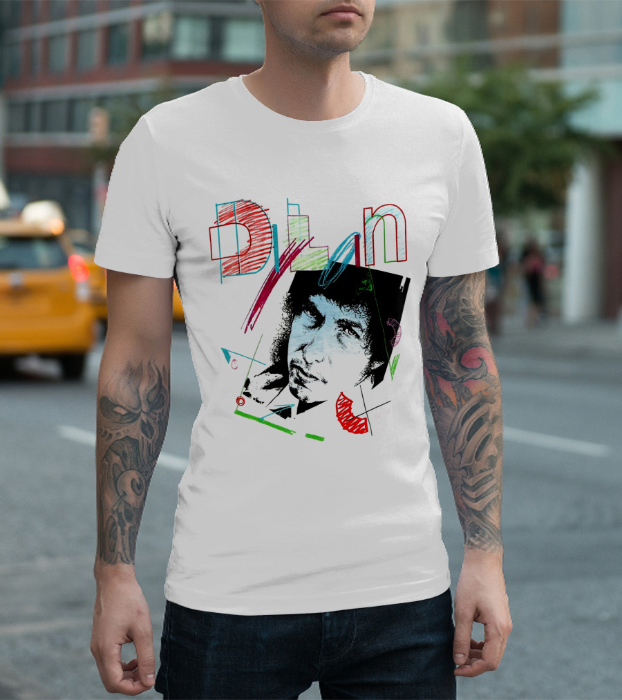 Dylan Graphic Portrait With Colorful Abstract Elements T-Shirt