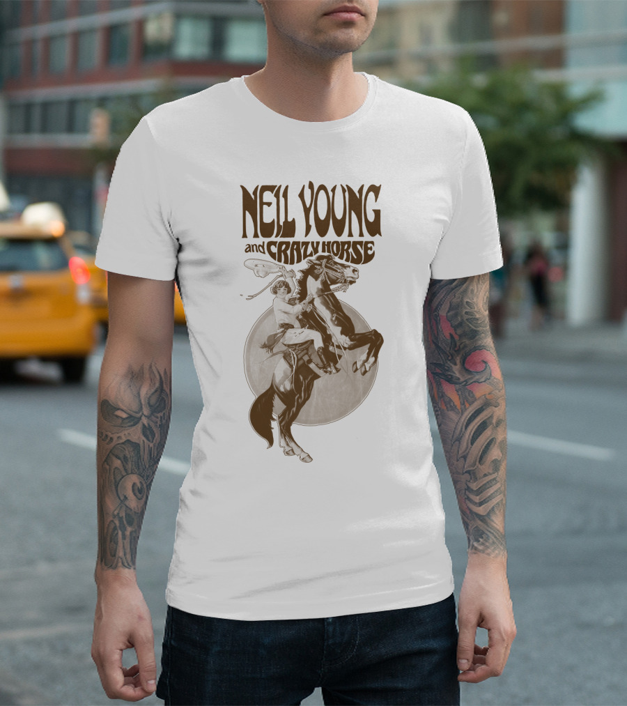 Neil Young And Crazy Horse Cowboy Rider Retro Style T-Shirt
