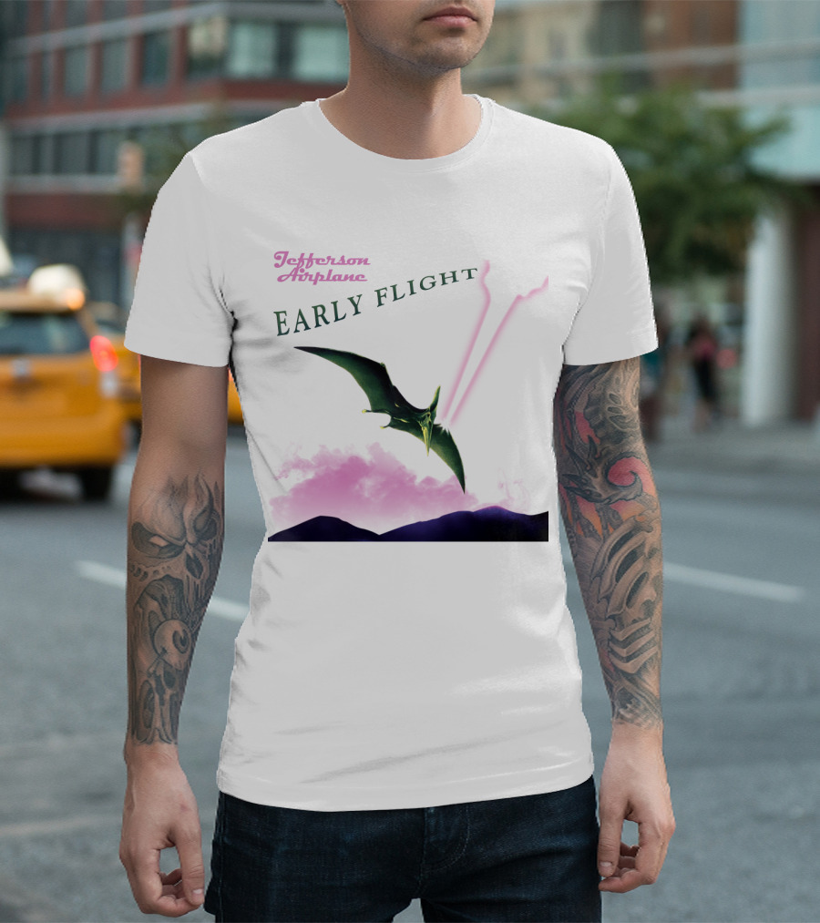 Jefferson Airplane Early Flight Pterosaur Pink Cloud T-Shirt