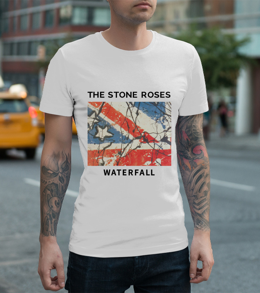 The Stone Roses Waterfall Union Jack Splatter Art T-Shirt