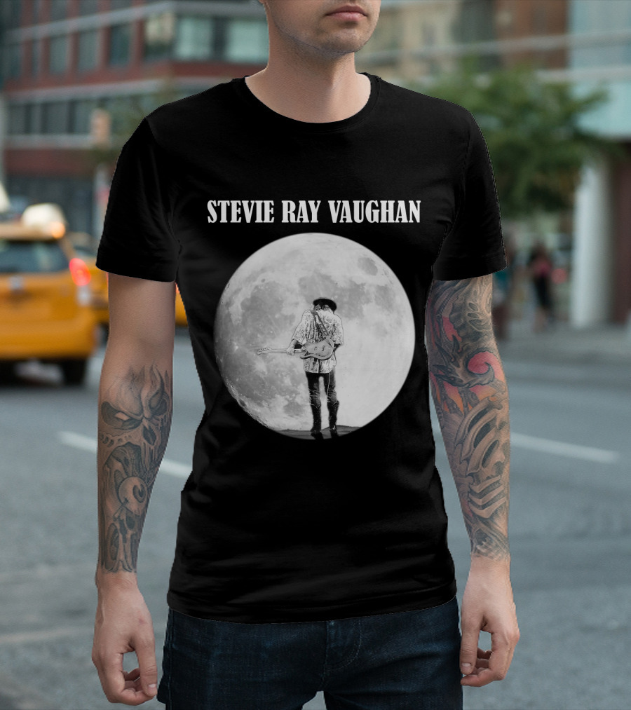 Stevie Ray Vaughan Moon Guitar Silhouette T-Shirt