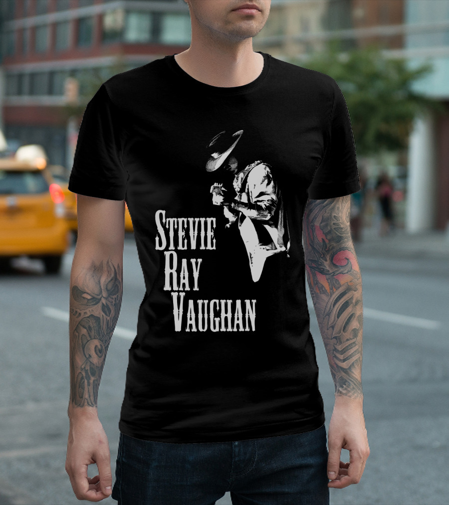 Stevie Ray Vaughan Black And White Silhouette T-Shirt