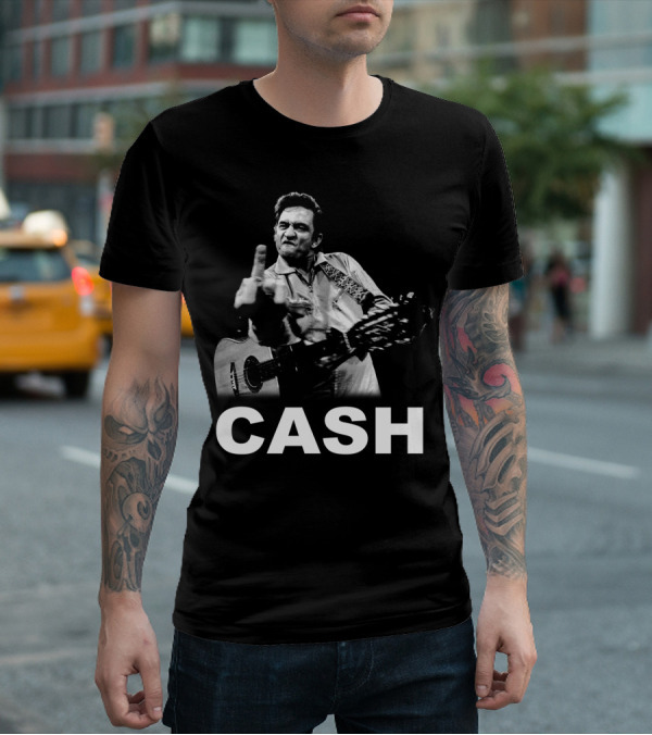 Cash Middle Finger Guitar Iconic Pose T-Shirt