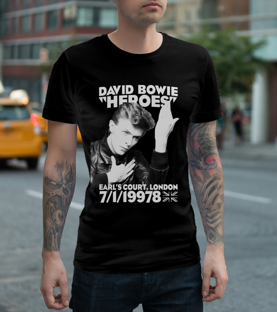 David Bowie Heroes Earl's Court London 7/1/1997 Uk Flag T-Shirt