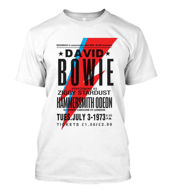 David Bowie Ziggy Stardust Hammersmith Odeon July 3 1973 Concert Poster T-Shirt