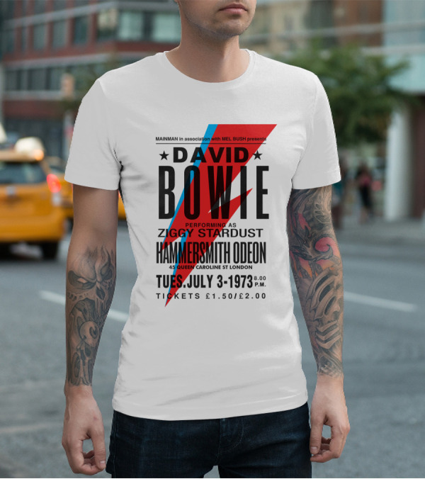 David Bowie Ziggy Stardust Hammersmith Odeon July 3 1973 Concert Poster T-Shirt