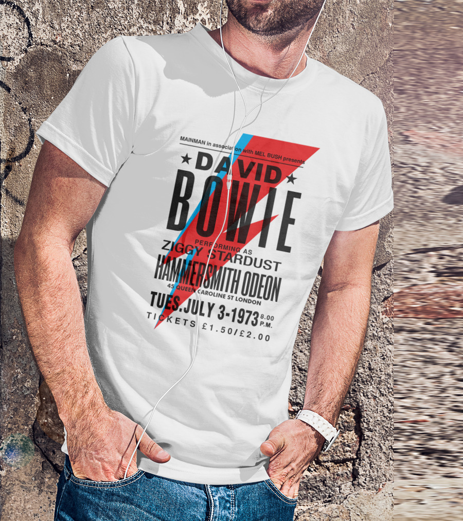 David Bowie Ziggy Stardust Hammersmith Odeon July 3 1973 Concert Poster T-Shirt