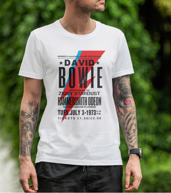 David Bowie Ziggy Stardust Hammersmith Odeon July 3 1973 Concert Poster T-Shirt