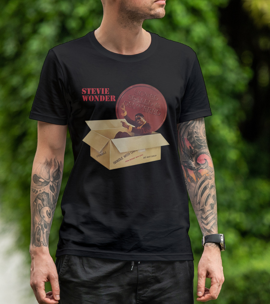 Stevie Wonder Signed Sealed & Delivered Album Cover T-Shirt