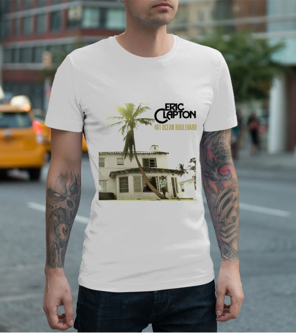 Eric Clapton 461 Ocean Boulevard Album Cover Palm Tree House T-Shirt