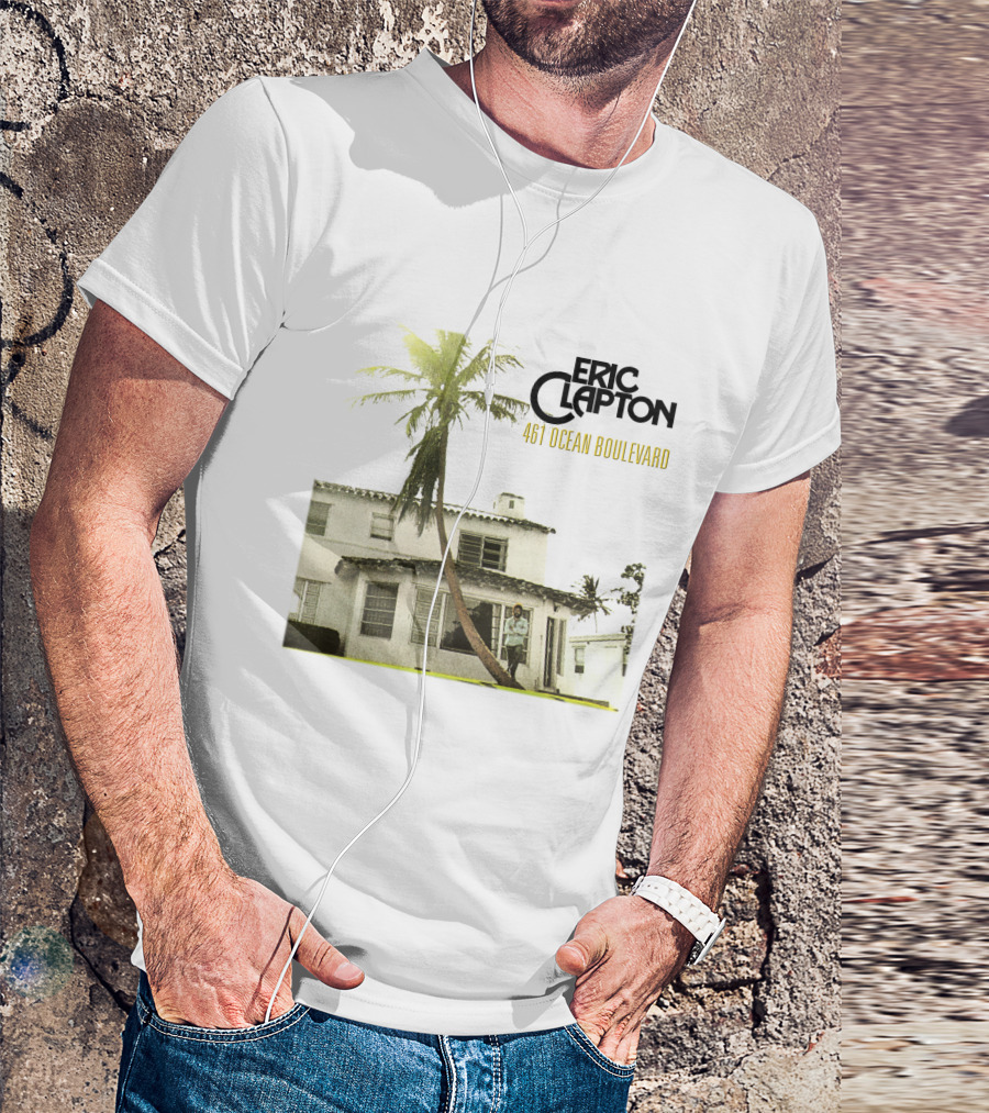 Eric Clapton 461 Ocean Boulevard Album Cover Palm Tree House T-Shirt