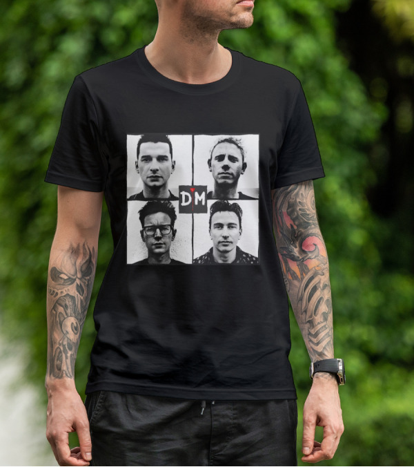 Depeche Mode Band Members Black And White Square Grid D M T-Shirt