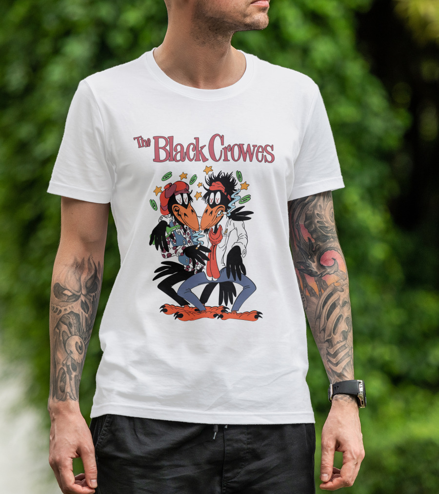 The Black Crowes Comic Duo With Stars And Spirals T-Shirt