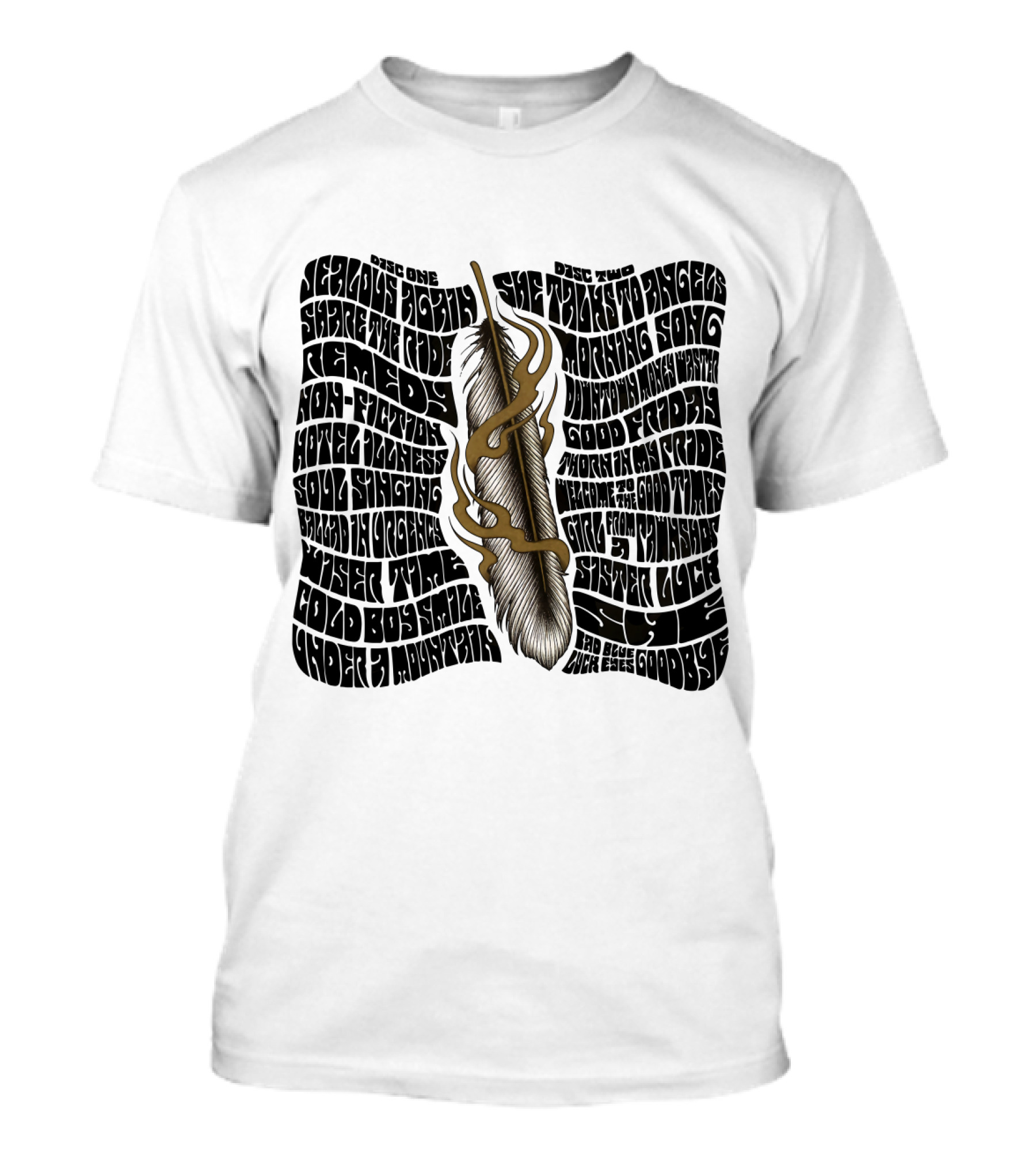 Serious Poetry She Talks To Angels Remedy Cold Roses Feather Artwork T-Shirt