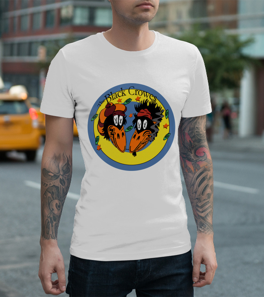 The Black Crowes Cartoon Birds Circle Stars T-Shirt