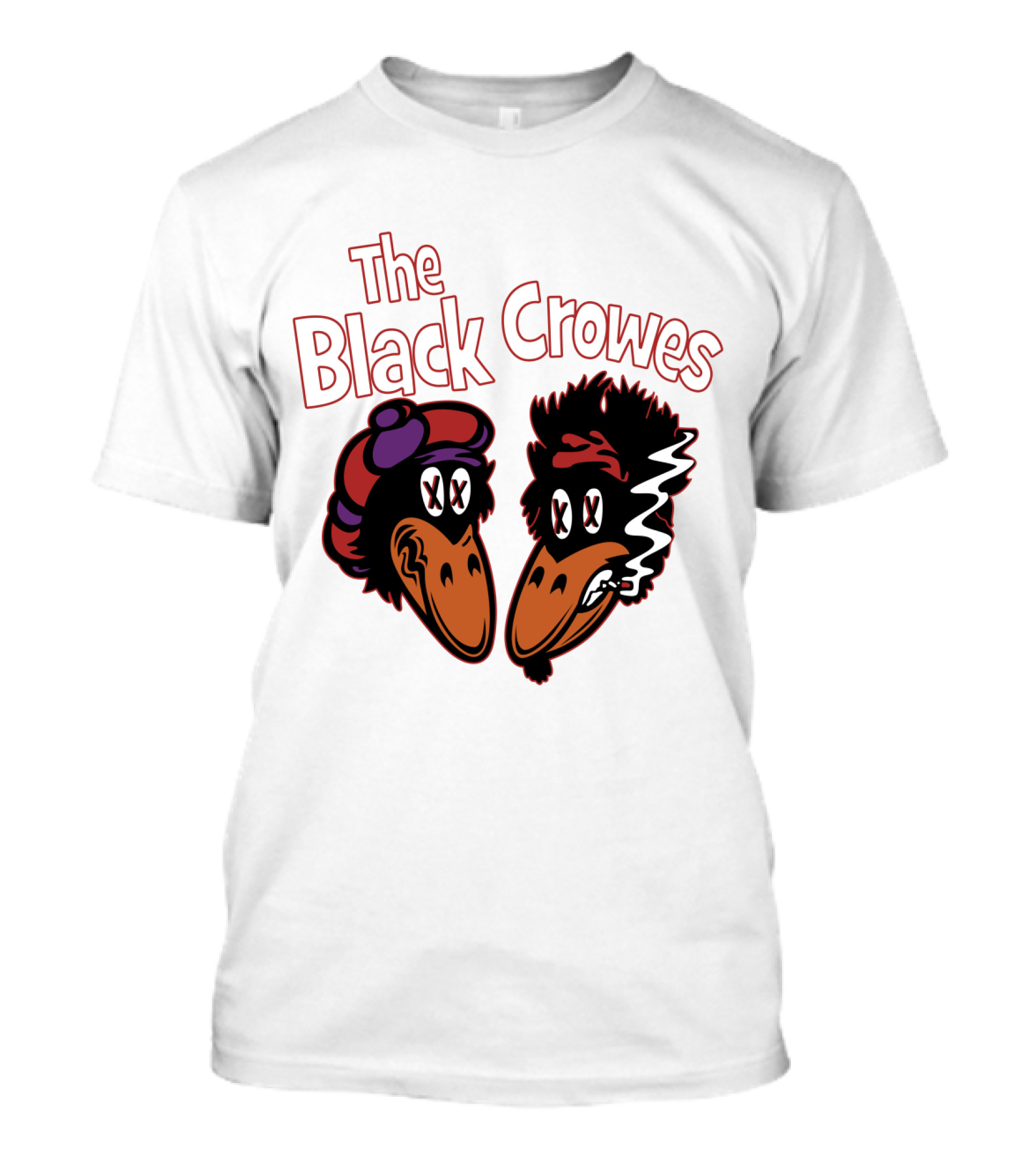 The Black Crowes Cartoon Band Logo Two Characters Smoking T-Shirt