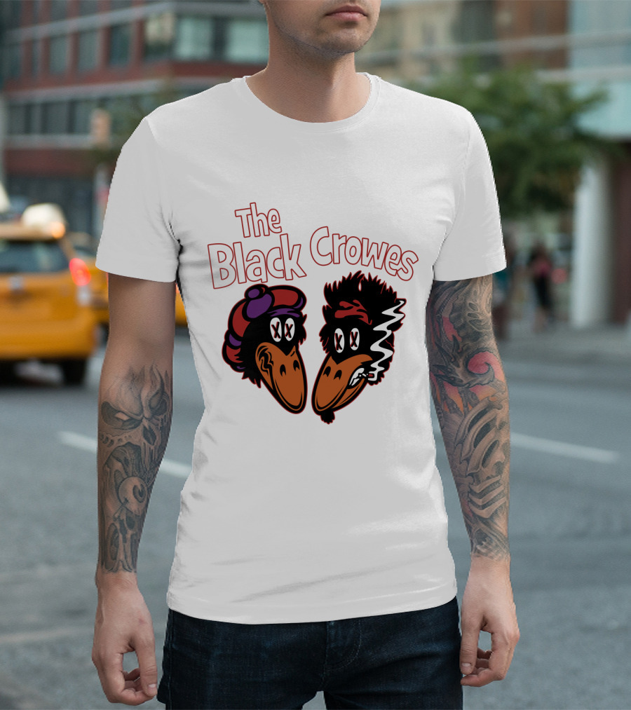 The Black Crowes Cartoon Band Logo Two Characters Smoking T-Shirt