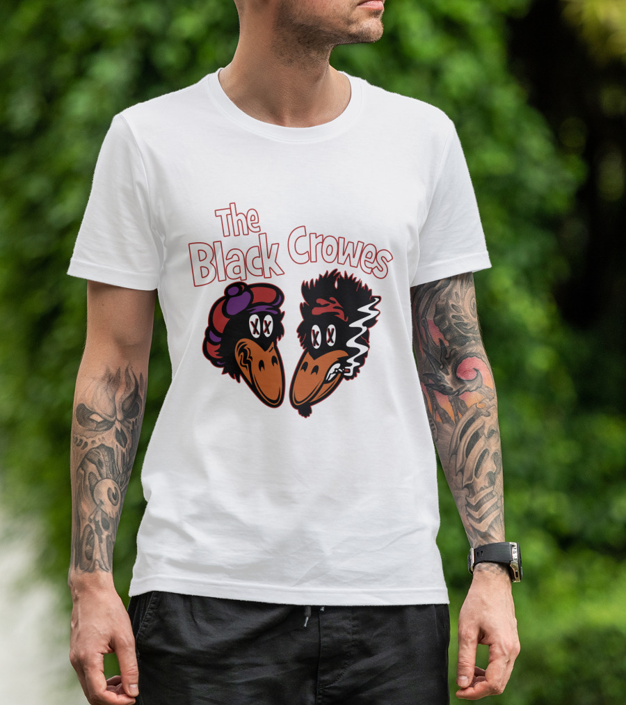 The Black Crowes Cartoon Band Logo Two Characters Smoking T-Shirt