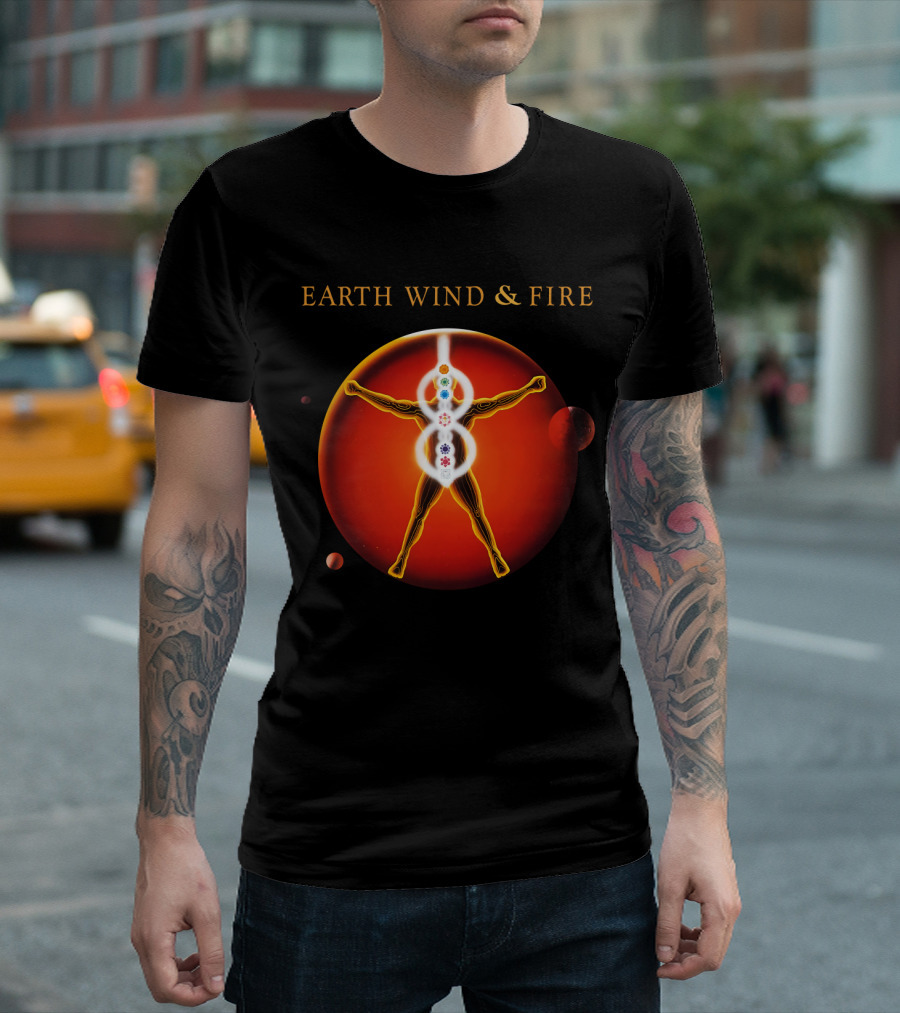 Earth Wind & Fire Ewf Human Chakra On Planet Red T-Shirt