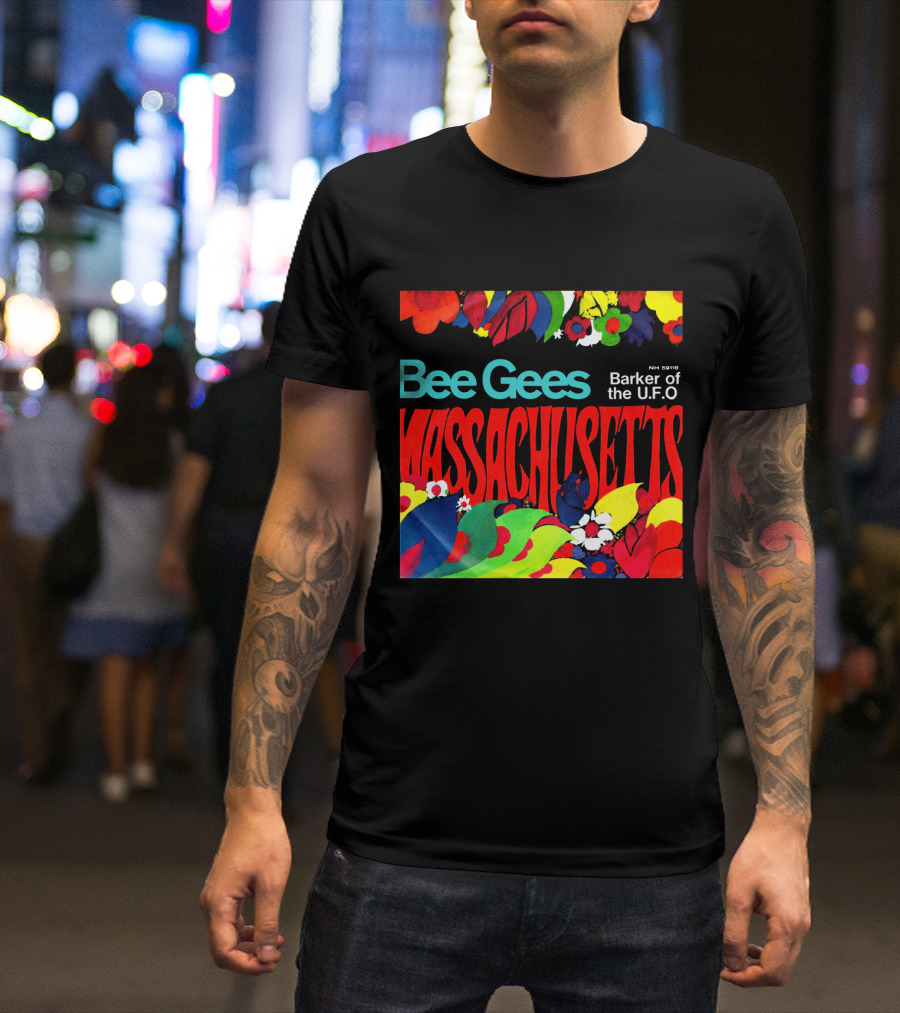 Bee Gees Massachusetts Barker Of The U.f.o. Floral Psychedelic Theme T-Shirt