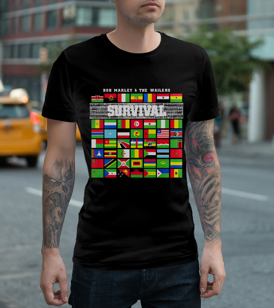 Bob Marley & The Wailers Survival Album Flags T-Shirt