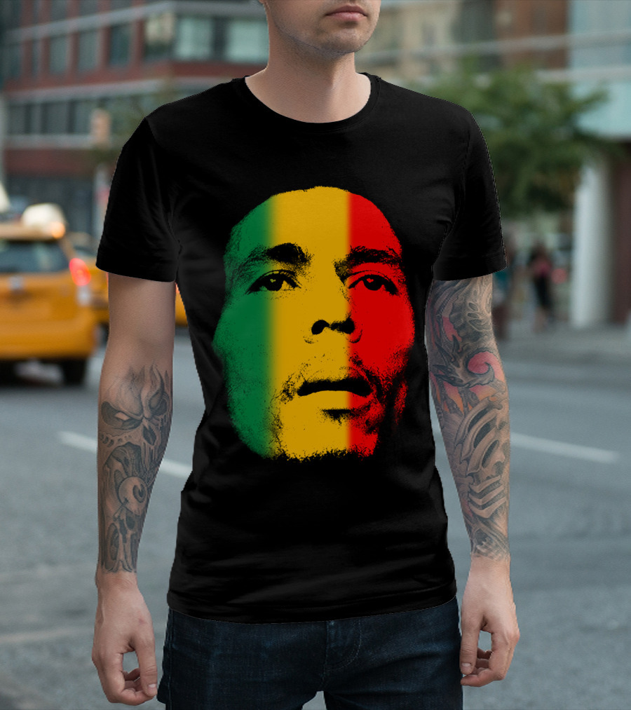 Bml Rasta Face Green Yellow Red T-Shirt