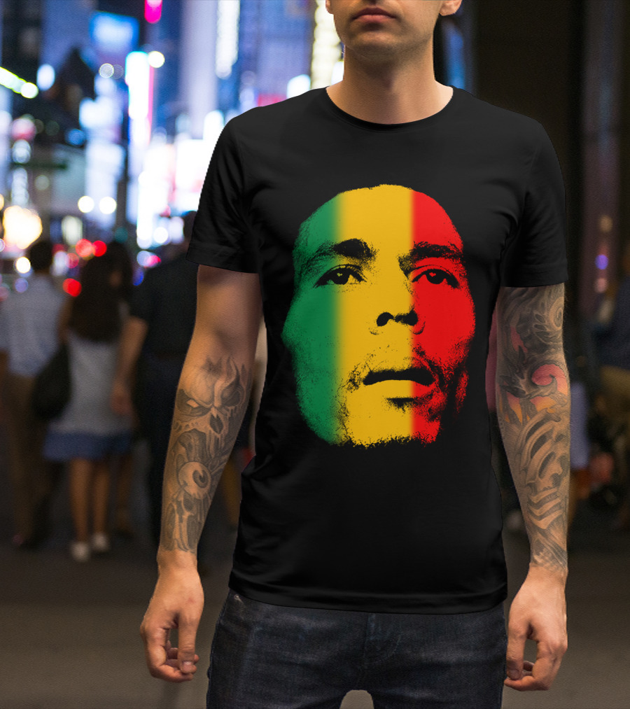 Bml Rasta Face Green Yellow Red T-Shirt