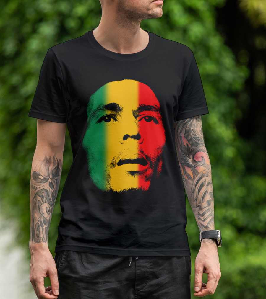 Bml Rasta Face Green Yellow Red T-Shirt
