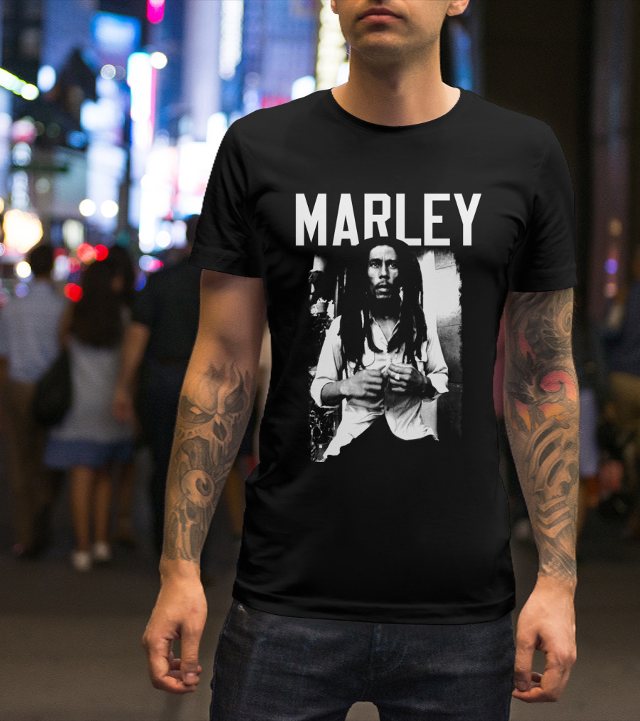 Marley Reggae Legend Iconic Portrait Black And White T-Shirt