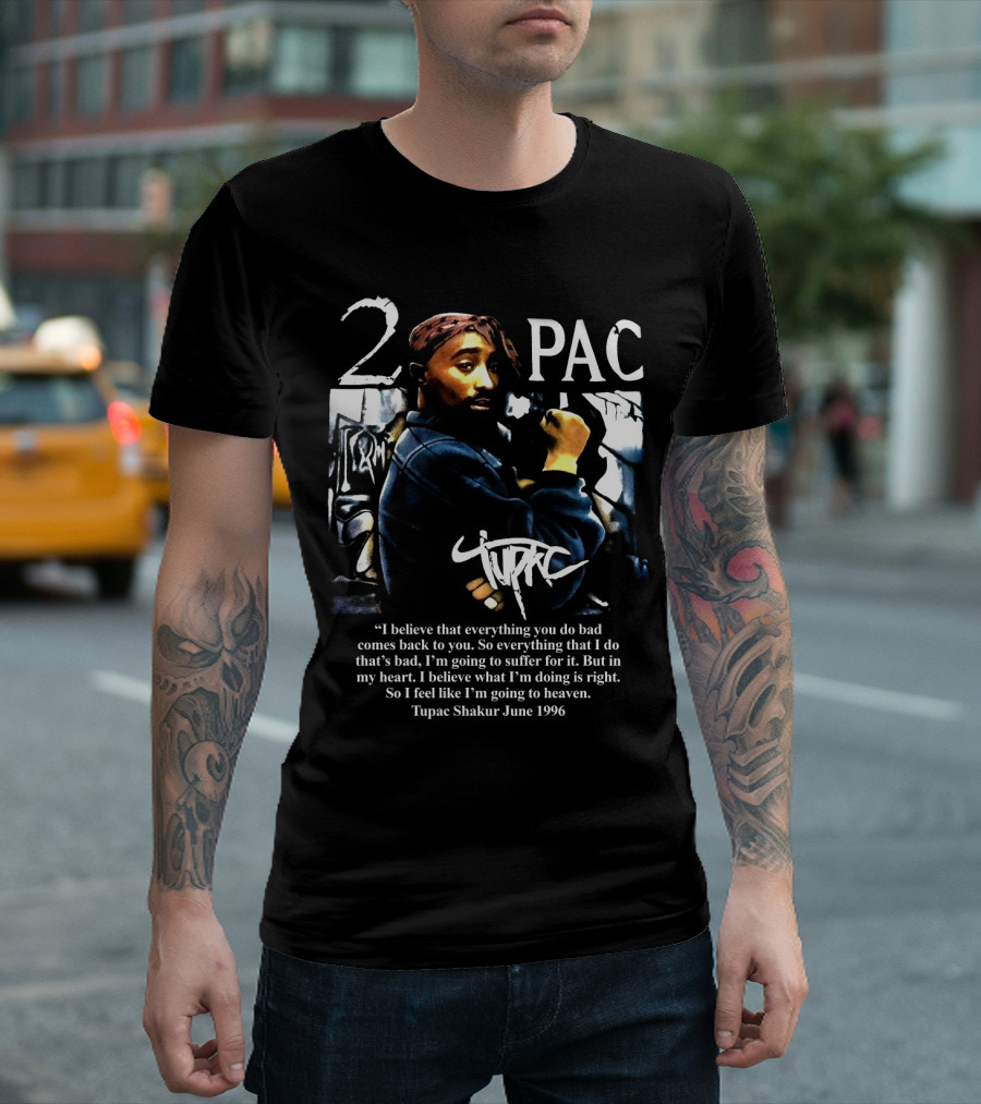 2Pac Shakur Quote June 1996 Graffiti Portrait T-Shirt