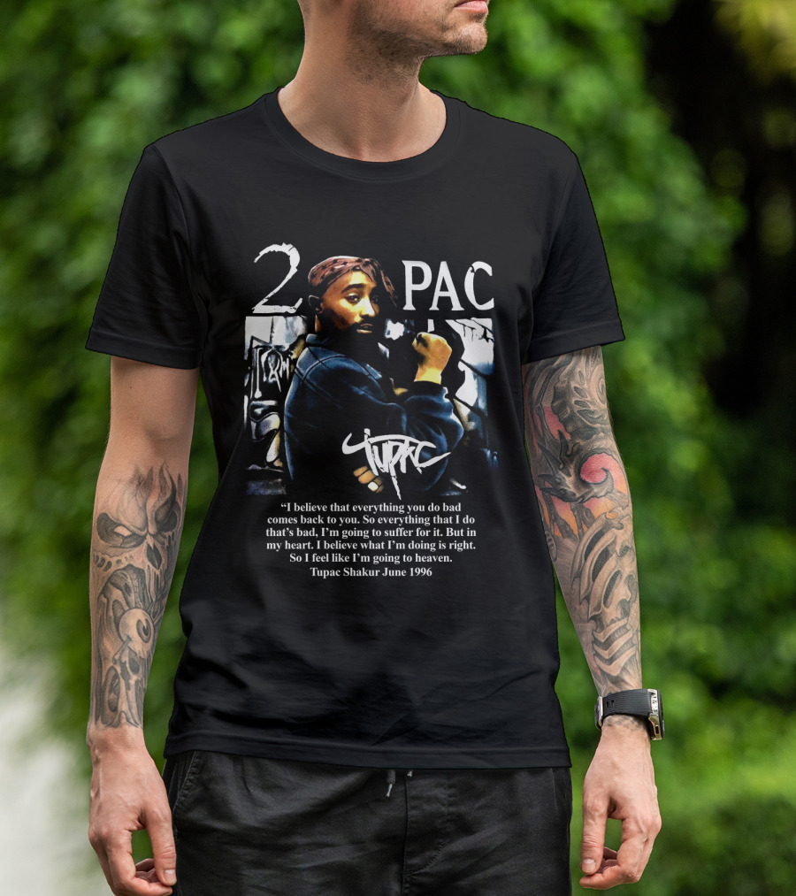 2Pac Shakur Quote June 1996 Graffiti Portrait T-Shirt