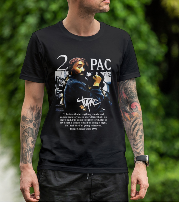 2Pac Shakur Quote June 1996 Graffiti Portrait T-Shirt